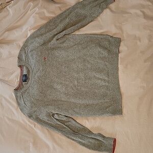 American Eagle Outfitters Men's Gray Crewneck Sweater with Red Accents Size XL